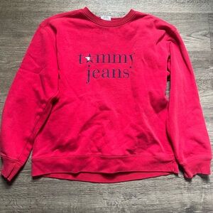Vintage Tommy Hilfiger Women's Bold Red Crew Neck Sweater